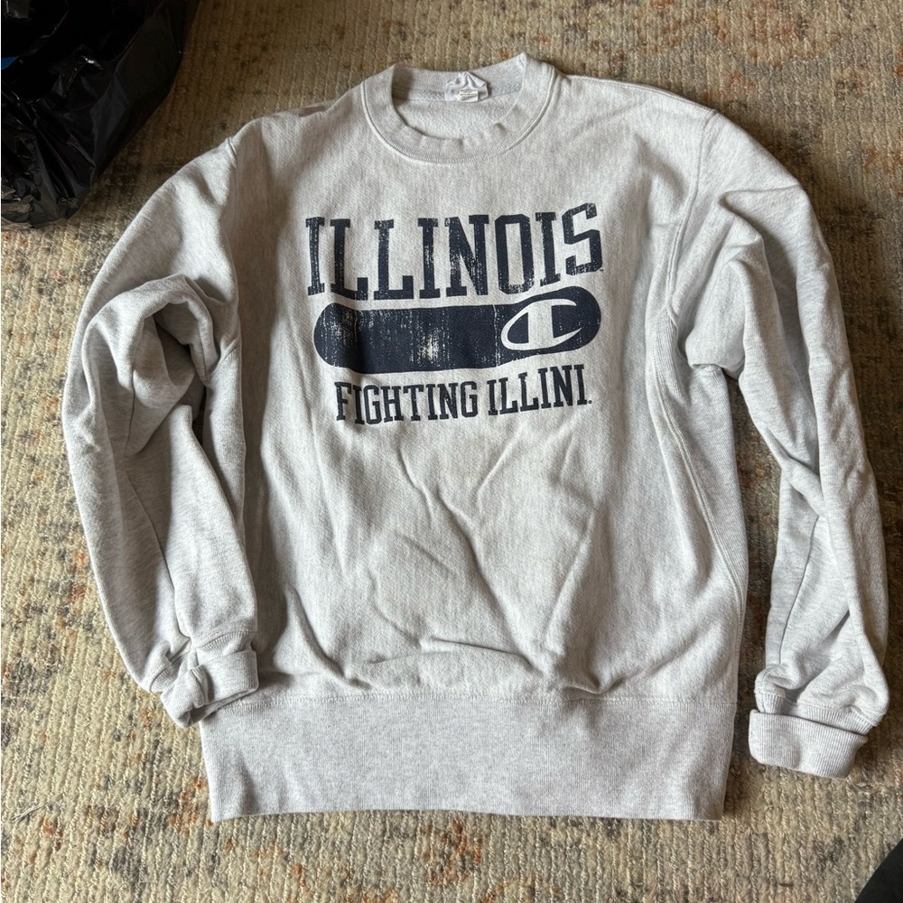 Champion Gray Illinois Fighting Illini Men's Sweater